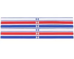 6 Pack Mini Royal/Red/White Headbands - Under Armour