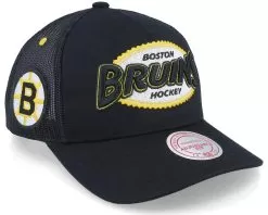 Boston Bruins Team Seal Vintage Black Trucker - Mitchell & Ness