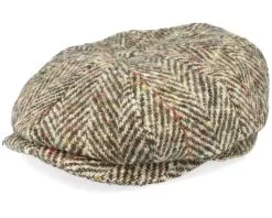 Hatteras Herringbone Olive Flat Cap - Stetson