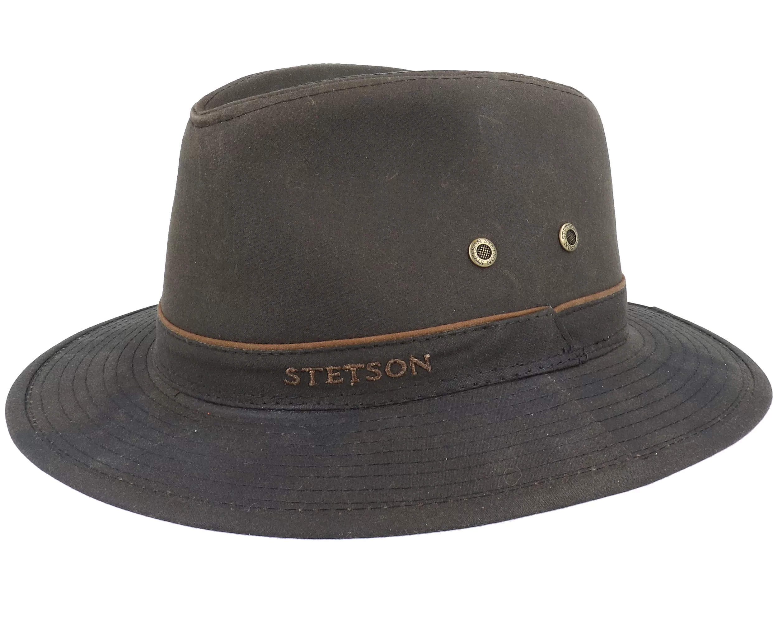 Ava Waxed Cotton Brown Trilby - Stetson 1 Ava Waxed Cotton Brown Trilby - Stetson