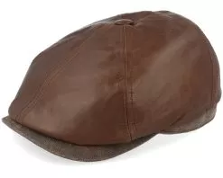 6-panel Cap Goat/Pigskin Brown Flat Cap - Stetson