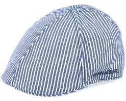 Duck Cap Cotton Stripe Navy/White Flat Cap - Hammaburg