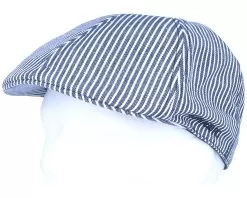 Duck Cap Cotton Stripe Navy/White Flat Cap - Hammaburg -Fashion Hat Online 4043898996112 5