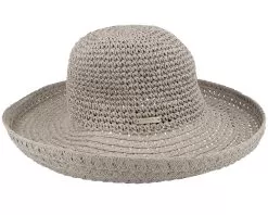Paper Crochet Bolero With Turn-up Smoke Grey Straw Hat - Seeberger -Fashion Hat Online 4062845138436 3