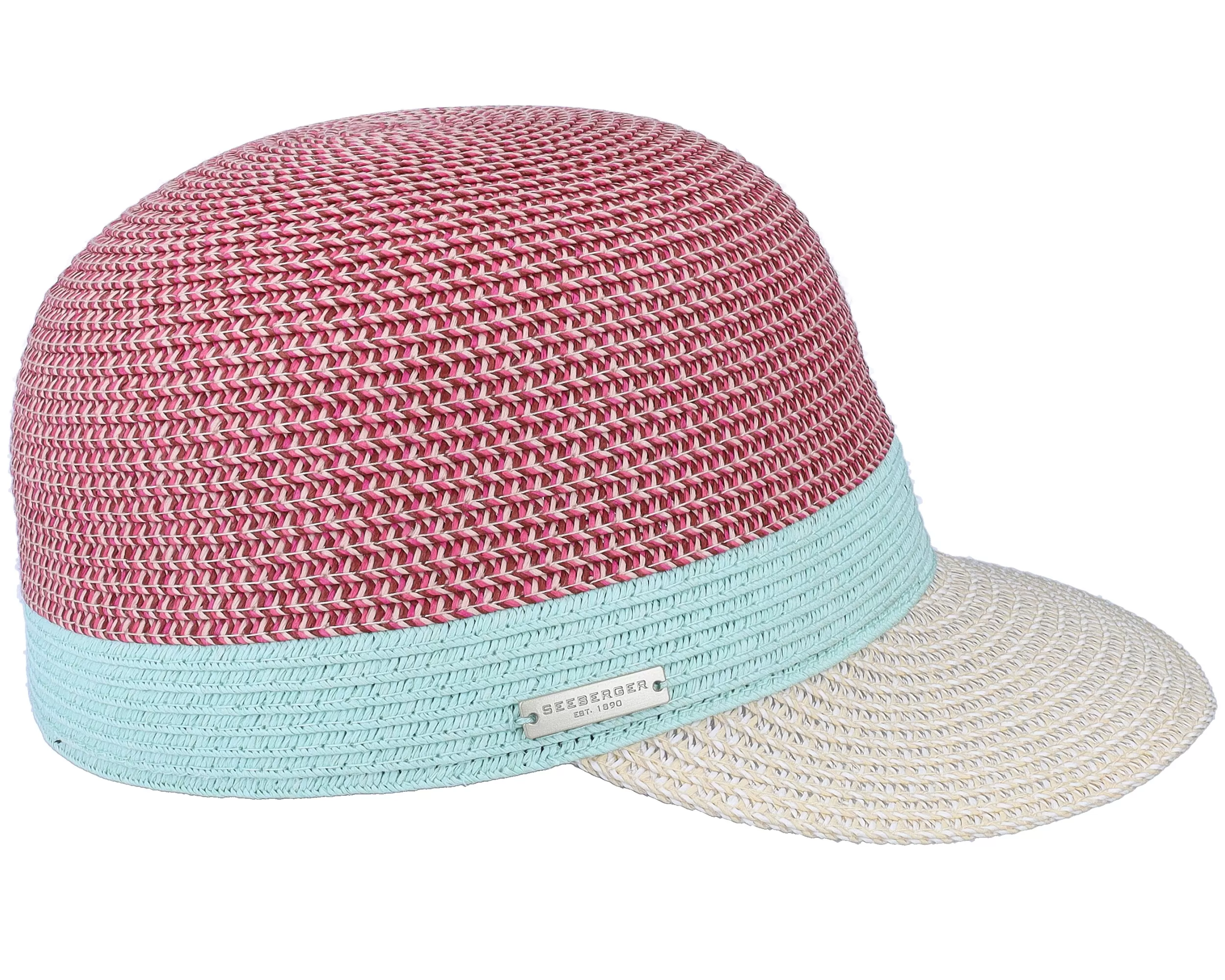 Cap In Stripe Design Fuchsia-Aqua Fitted - Seeberger 3 Cap In Stripe Design Fuchsia-Aqua Fitted - Seeberger - Image 3