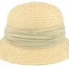 Wheat Braid Cloche With Fabric Flower Linen Straw Hat - Seeberger