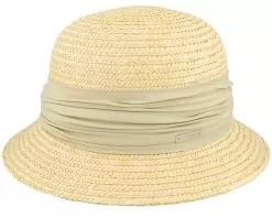 Wheat Braid Cloche With Fabric Flower Linen Straw Hat - Seeberger
