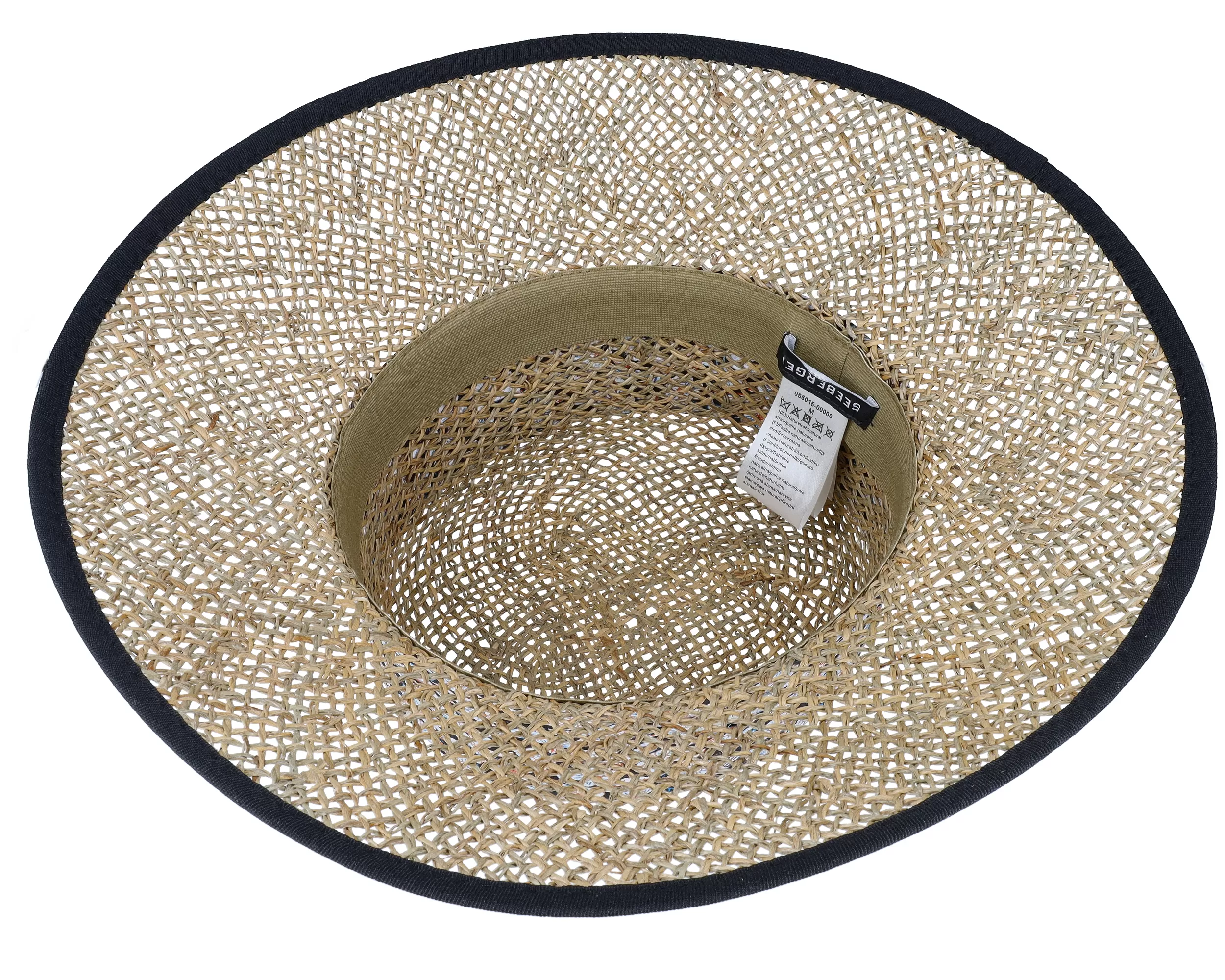 Seagras Floppy With Small Nature-Black Straw Hat - Seeberger 4 Seagras Floppy With Small Nature-Black Straw Hat - Seeberger - Image 4