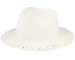 Panama Fedora White Straw Hat - Seeberger