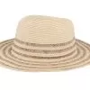 Fedora In Stripy Design Linen Sand Straw Hat - Seeberger
