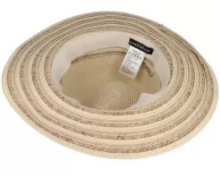 Fedora In Stripy Design Linen Sand Straw Hat - Seeberger -Fashion Hat Online 4062845217643 4
