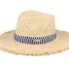 Raffia Fedora With Stripy Nature-Navy Straw Hat - Seeberger