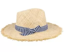 Raffia Fedora With Stripy Nature-Navy Straw Hat - Seeberger 6 Raffia Fedora With Stripy Nature-Navy Straw Hat - Seeberger -Fashion Hat Online 4062845217865 3