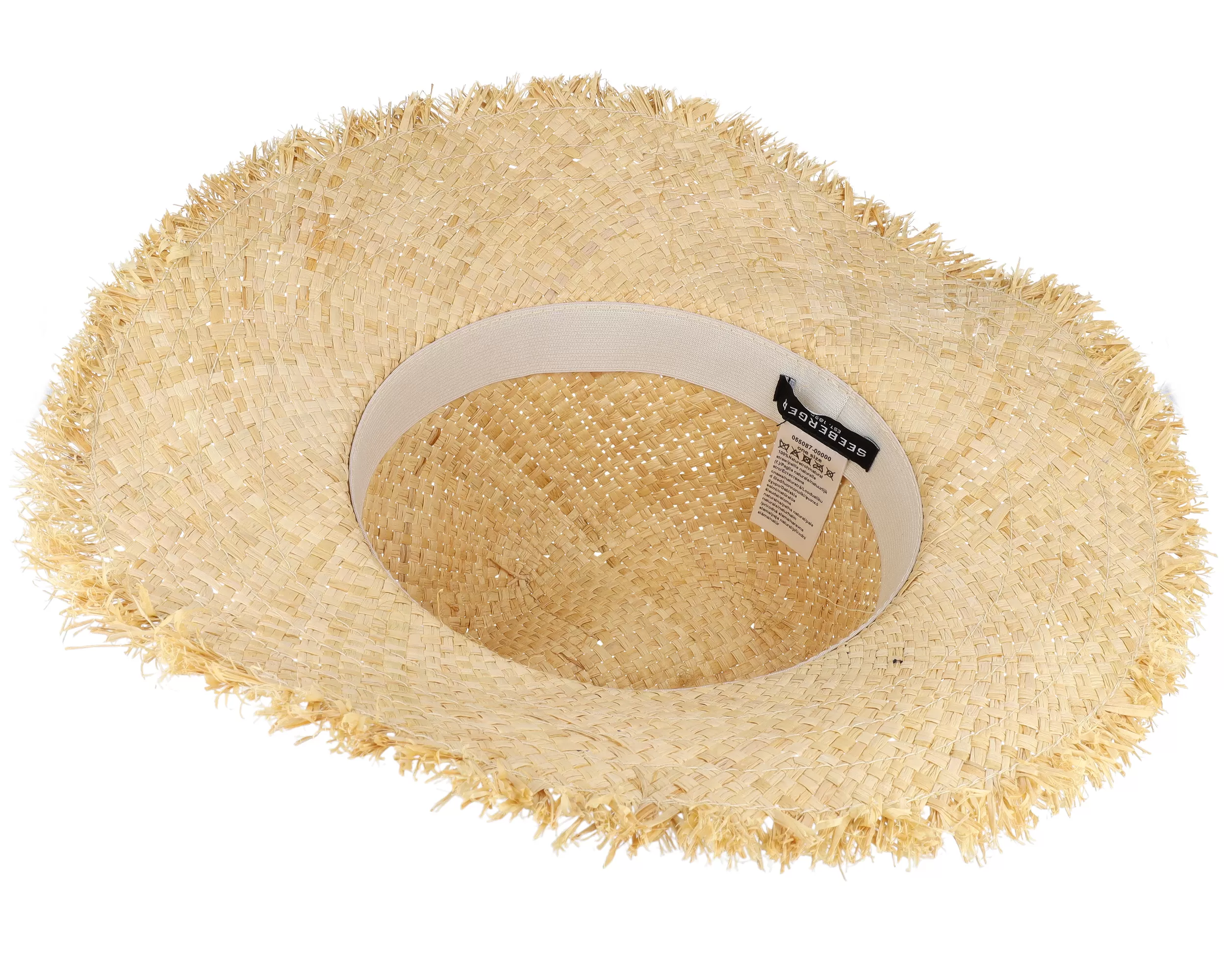 Raffia Fedora With Stripy Nature-Navy Straw Hat - Seeberger 4 Raffia Fedora With Stripy Nature-Navy Straw Hat - Seeberger - Image 4