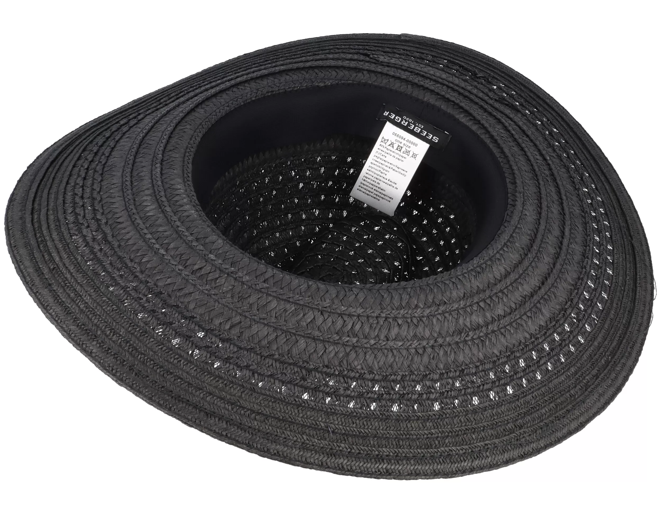 Fedora In Braid Mix Black Straw Hat - Seeberger 4 Fedora In Braid Mix Black Straw Hat - Seeberger - Image 4