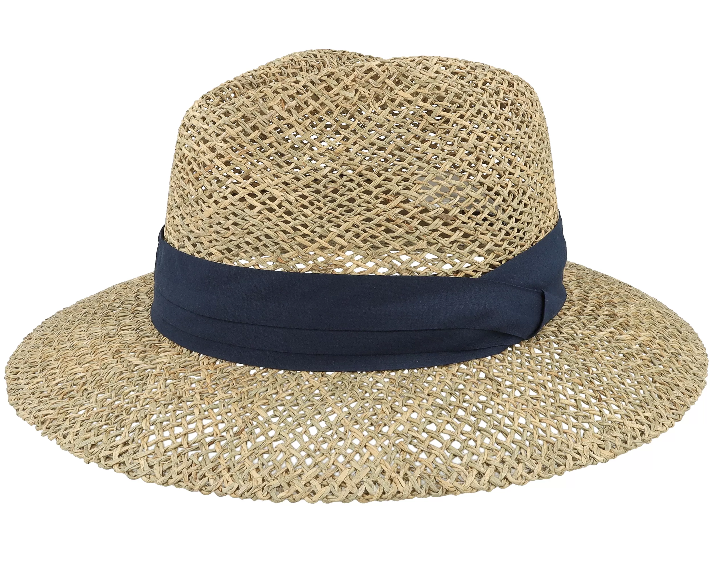 100% Seagras Natural/Swallow Blue Straw Fedora - Seeberger 1 100% Seagras Natural/Swallow Blue Straw Fedora - Seeberger