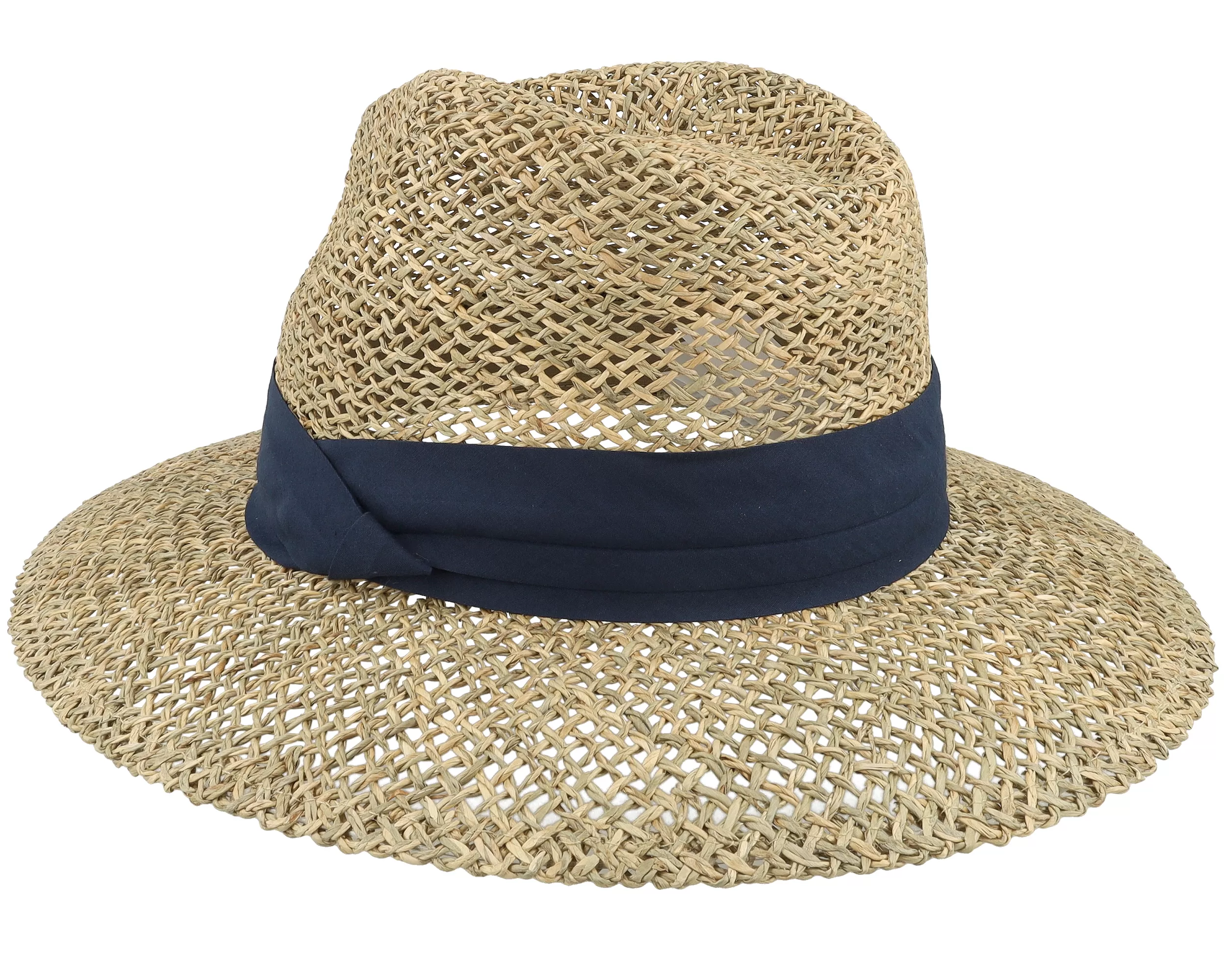 100% Seagras Natural/Swallow Blue Straw Fedora - Seeberger 2 100% Seagras Natural/Swallow Blue Straw Fedora - Seeberger - Image 2