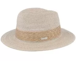 In Natural Straw Braid Linen Sand Fedora - Seeberger