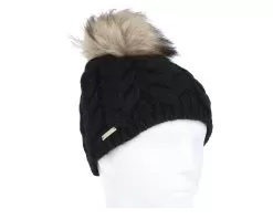 Knit Beanie In Cable Pattern Black Pom - Seeberger -Fashion Hat Online 4062845241839 3