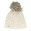 Knit Beanie In Cable Pattern Off White Pom - Seeberger