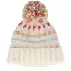 Beanie With Turn-up Off White/Pink Pom - Seeberger