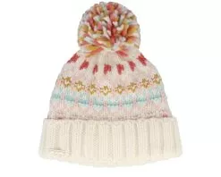 Beanie With Turn-up Off White/Pink Pom - Seeberger
