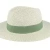 Paper Mix Fedora Ribbon Grass-green/Linen Straw Hat - Seeberger