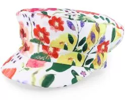 Cotton Military Cap In Floral Design White Vega Cap - Seeberger