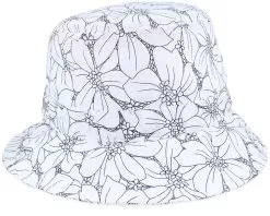 Cotton Mix Hat With Flower Print White Bucket - Seeberger