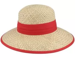 Straw Cloche Natural/Wine Red Straw Hat - Seeberger
