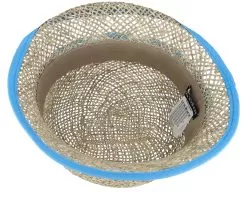 Seagras Leaf Print Natural/Light Blue Cloche - Seeberger -Fashion Hat Online 4062845273120 4