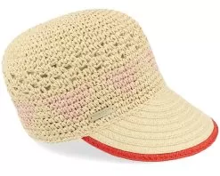 Paper Crochet Cap With Fancy Pattern Linen/Orange Fitted - Seeberger -Fashion Hat Online 4062845274509 4