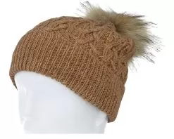 Knit Beanie With Turn Up Brown Pom - Seeberger -Fashion Hat Online 4062845303858 3