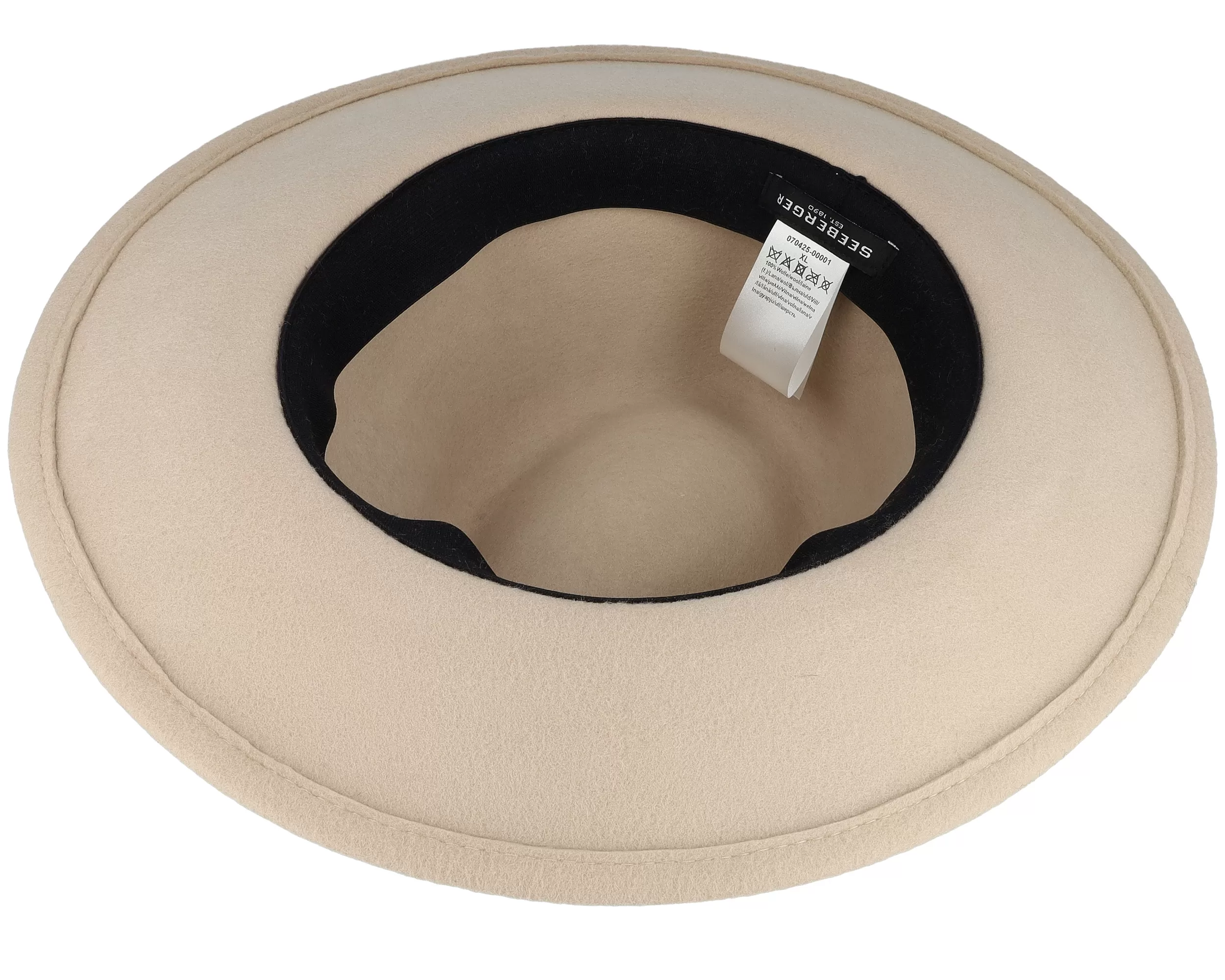 Woolfelt Beige With Black Fedora - Seeberger 4 Woolfelt Beige With Black Fedora - Seeberger - Image 4