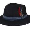 Newark Tiller Woolfelt Black Fedora - Stetson