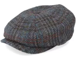 Hatteras Harris Tweed Brown/Navy Flat Cap - Stetson