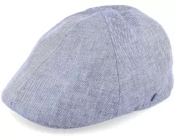 Duck Cap Herringbone Linen Blue Flatcap - Hammaburg