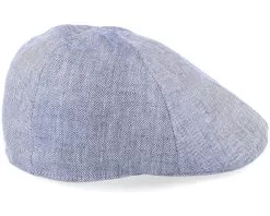 Duck Cap Herringbone Linen Blue Flatcap - Hammaburg -Fashion Hat Online 4063633077326 3