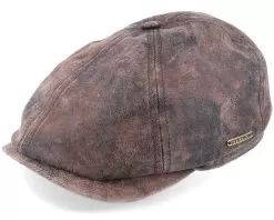 6-panel Cap Pigskin Brown Flat Cap - Stetson