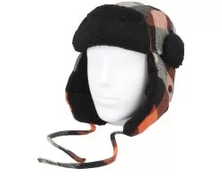 Bomber Cap Wool Check Black/Orange Trapper - Stetson 5 Bomber Cap Wool Check Black/Orange Trapper - Stetson -Fashion Hat Online 4063633117640 3