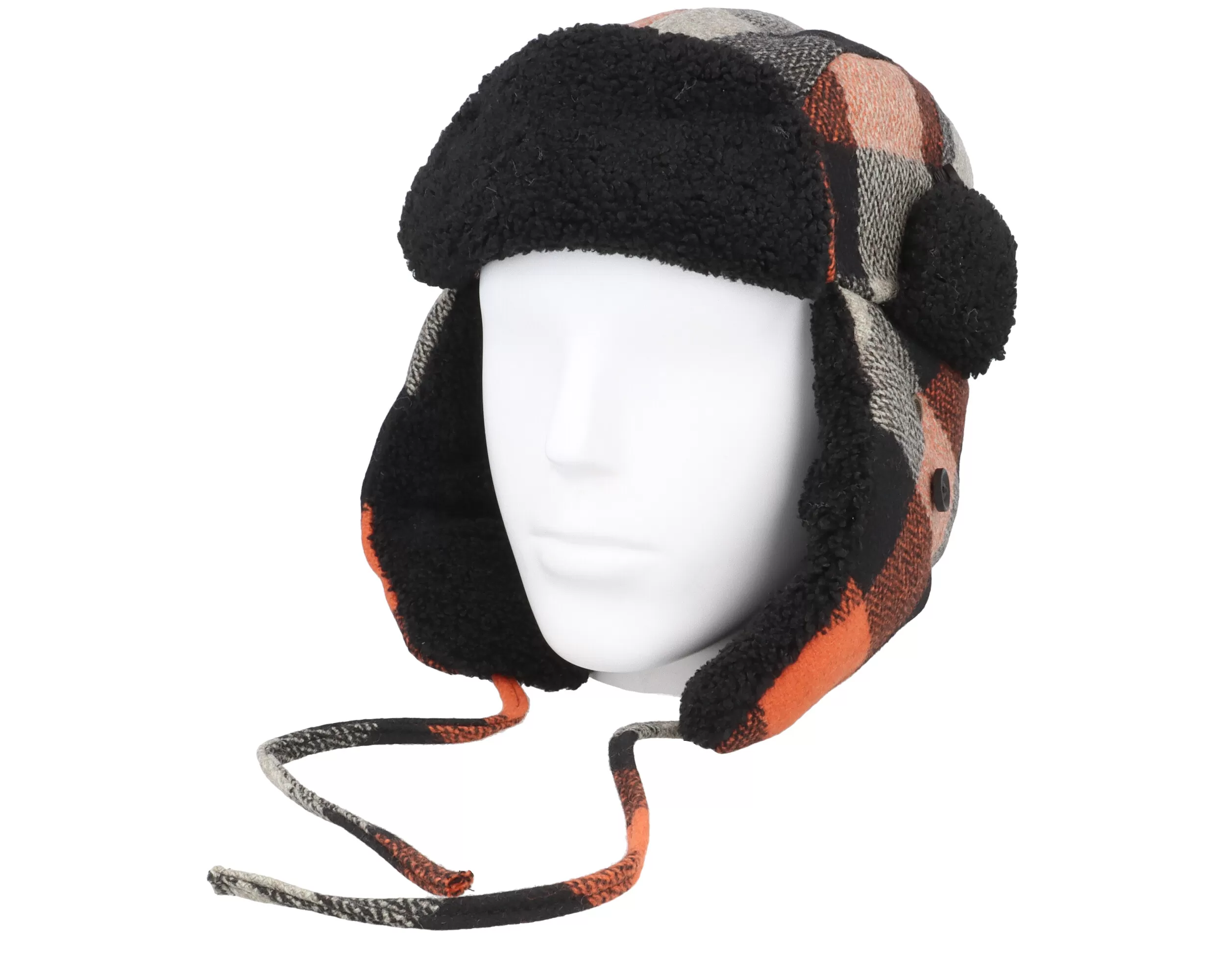 Bomber Cap Wool Check Black/Orange Trapper - Stetson 3 Bomber Cap Wool Check Black/Orange Trapper - Stetson - Image 3