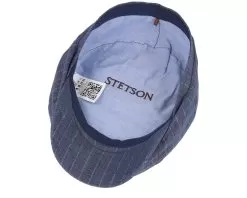 Hatteras Linen Pinstripe Blue Flat Cap - Stetson -Fashion Hat Online 4063633126406 4