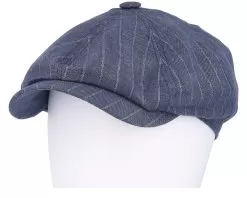 Hatteras Linen Pinstripe Blue Flat Cap - Stetson -Fashion Hat Online 4063633126406 5
