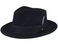 Woolfelt Metal Feather Black Fedora - Stetson