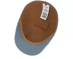 Texas Waxed Cotton Light Blue Flat Cap - Stetson -Fashion Hat Online 4063633149535 4