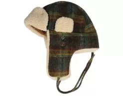 Bomber Cap Wool Check Green Trapper - Stetson