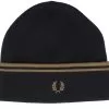 Tt Merino Wool Beanie Black/Shadedston Cuff - Fred Perry