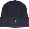 Knitted Ribbed Mid Grey Marl Beanie - Lyle & Scott