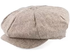 Herringbone Big Apple Cap Brown Flat Cap - Jaxon & James