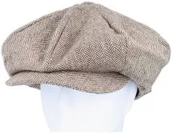 Herringbone Big Apple Cap Brown Flat Cap - Jaxon & James -Fashion Hat Online 5055303754186 5